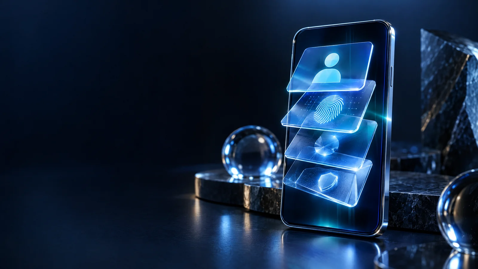 Privacy-preserving digital identity credential layers on a modern mobile device.
