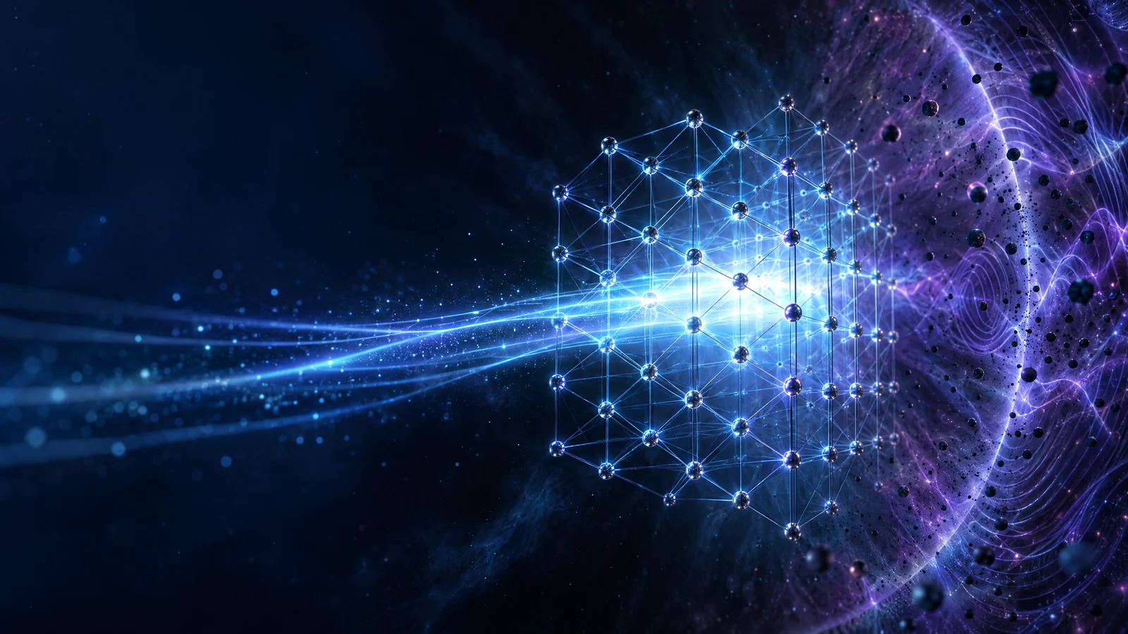 Post-quantum cryptography lattice protecting encrypted data from quantum interference.